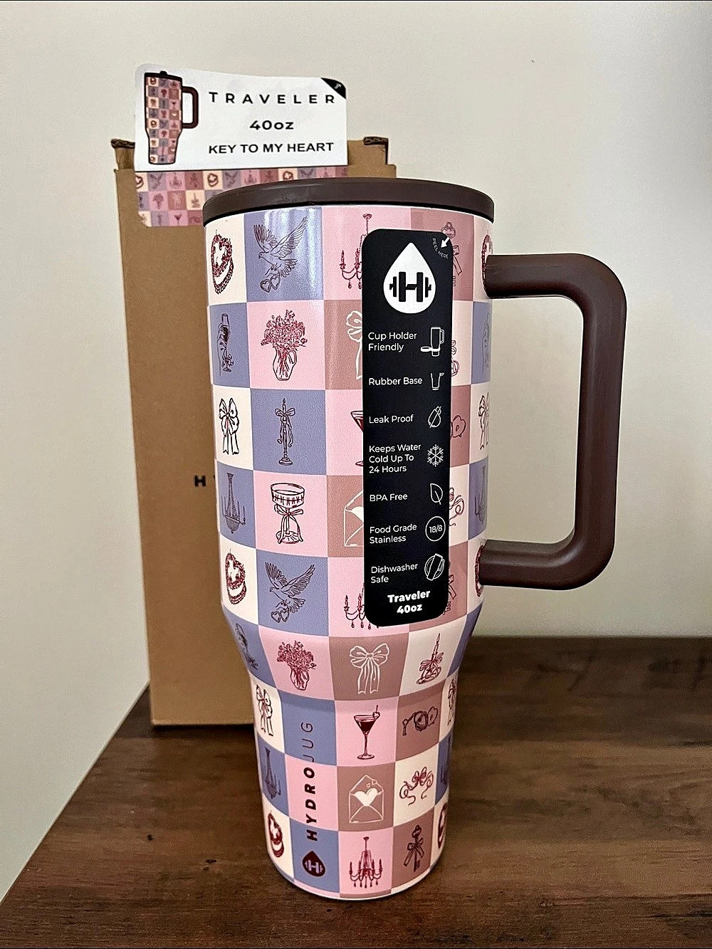 HydroJug Traveler 40oz Checkered Tumbler NWT